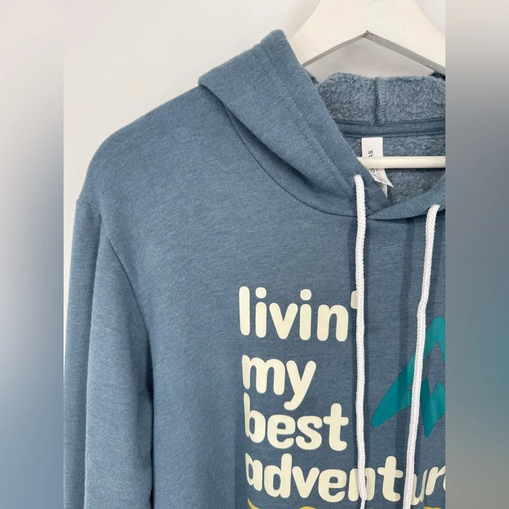 Bella + Canvas Livin My Best Adventure Graphic‎ Hoodie Blue Large